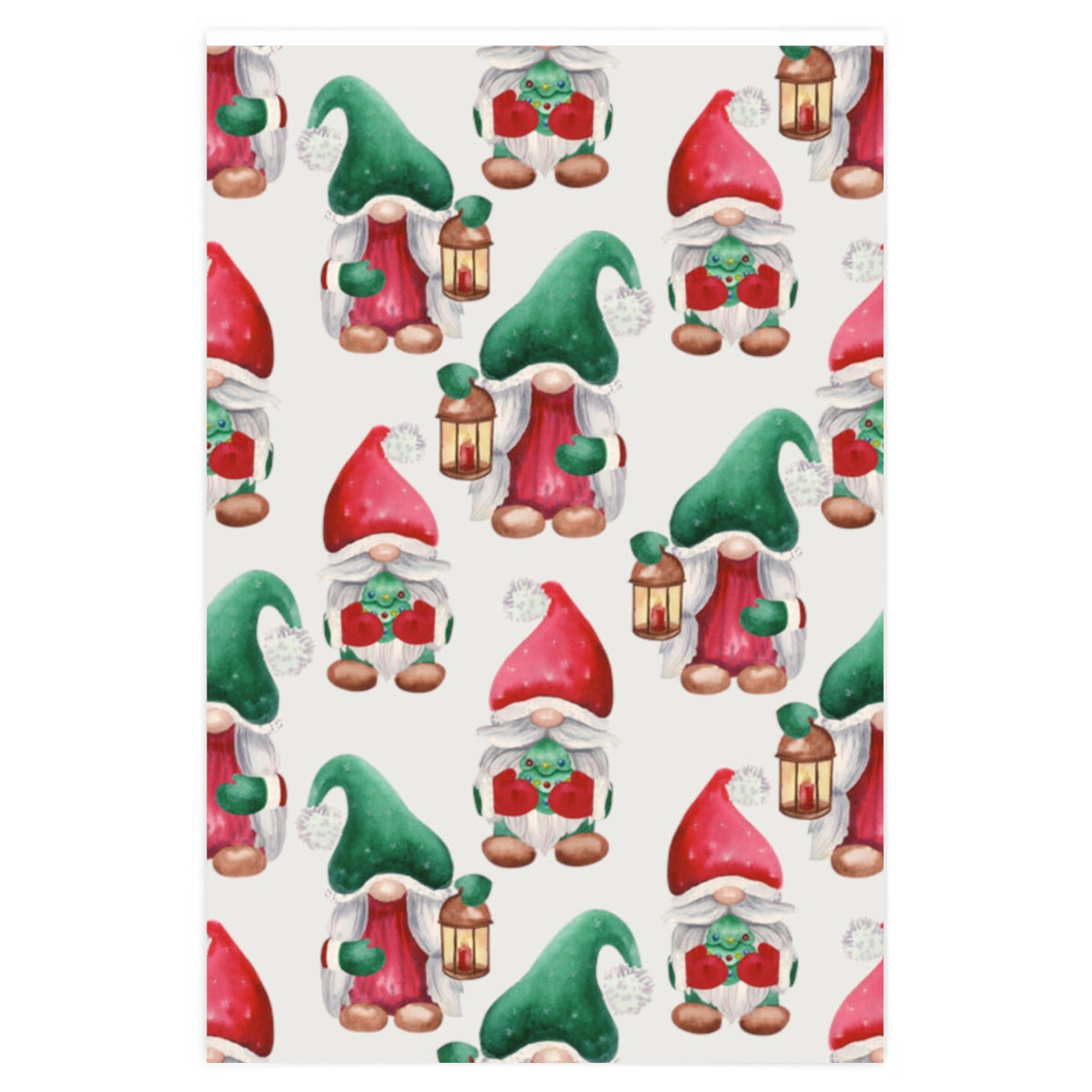 White Holiday Gnome Christmas Wrapping Paper