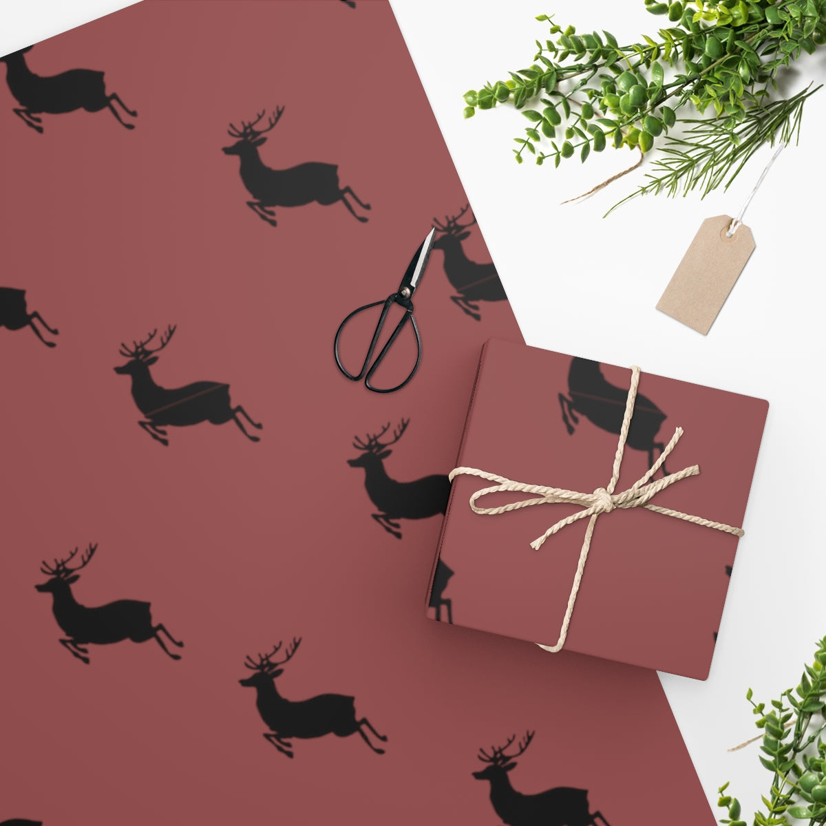 Red Flying Reindeer Christmas Wrapping Paper