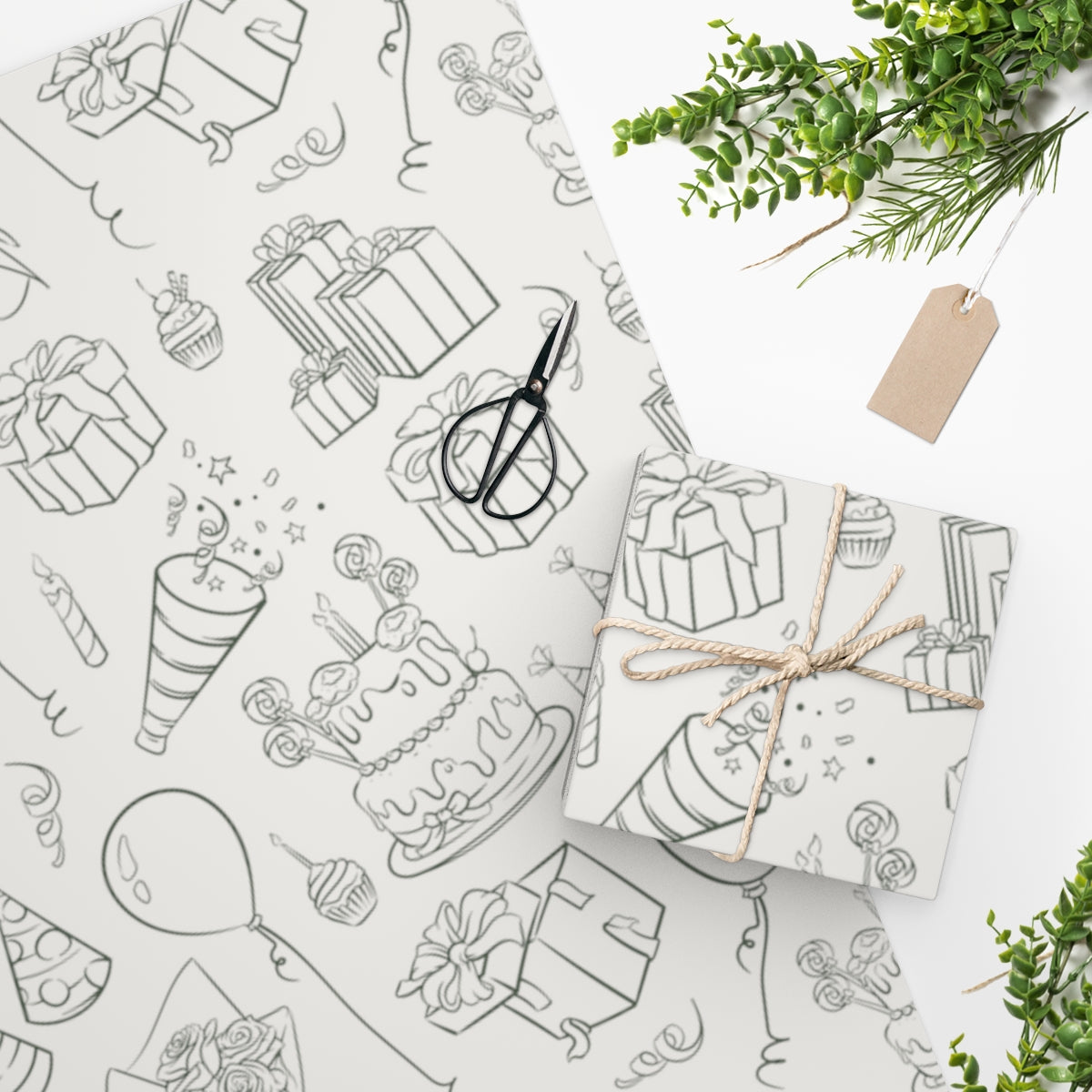 Stencil Party Birthday Wrapping Paper