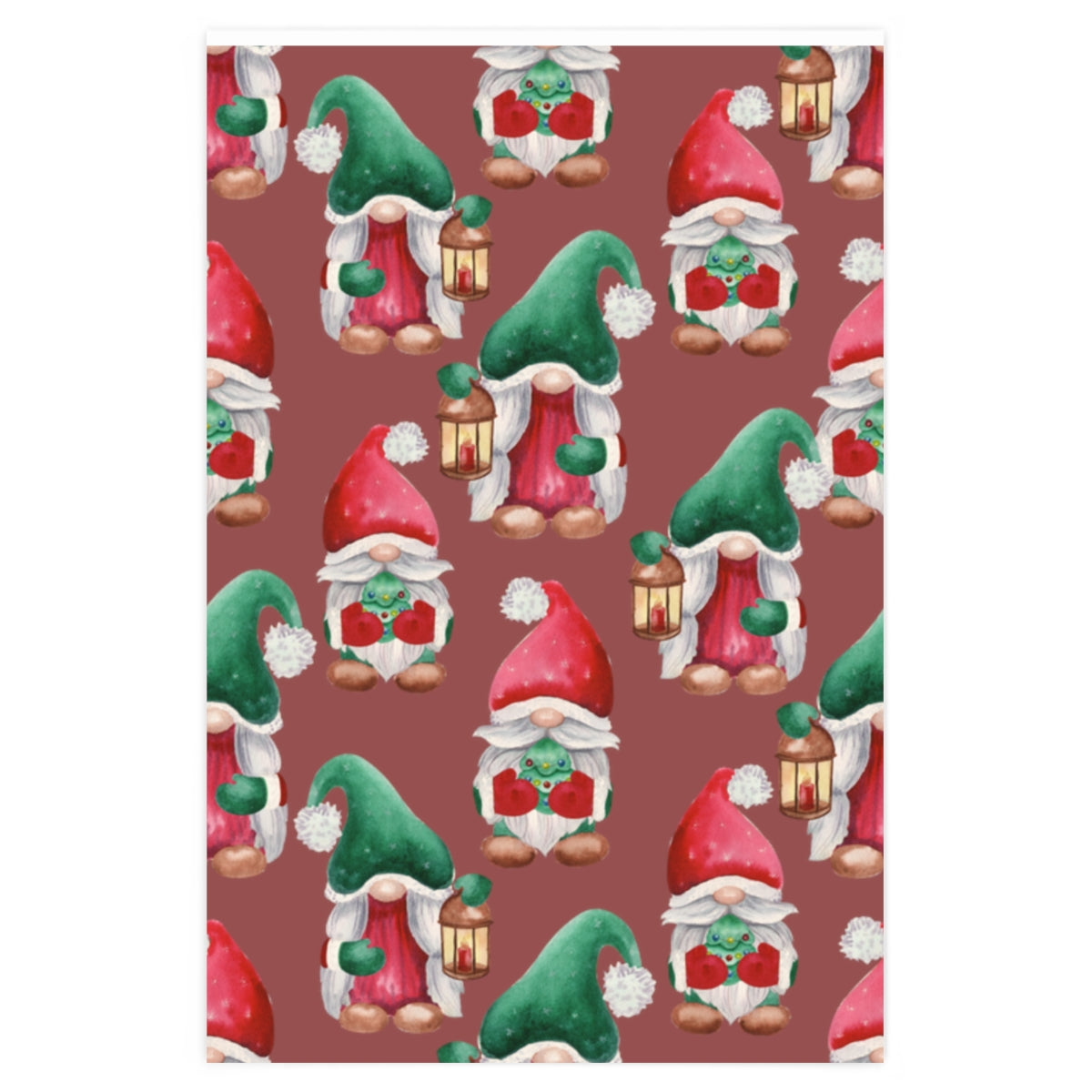 Red Holiday Gnome Christmas Wrapping Paper