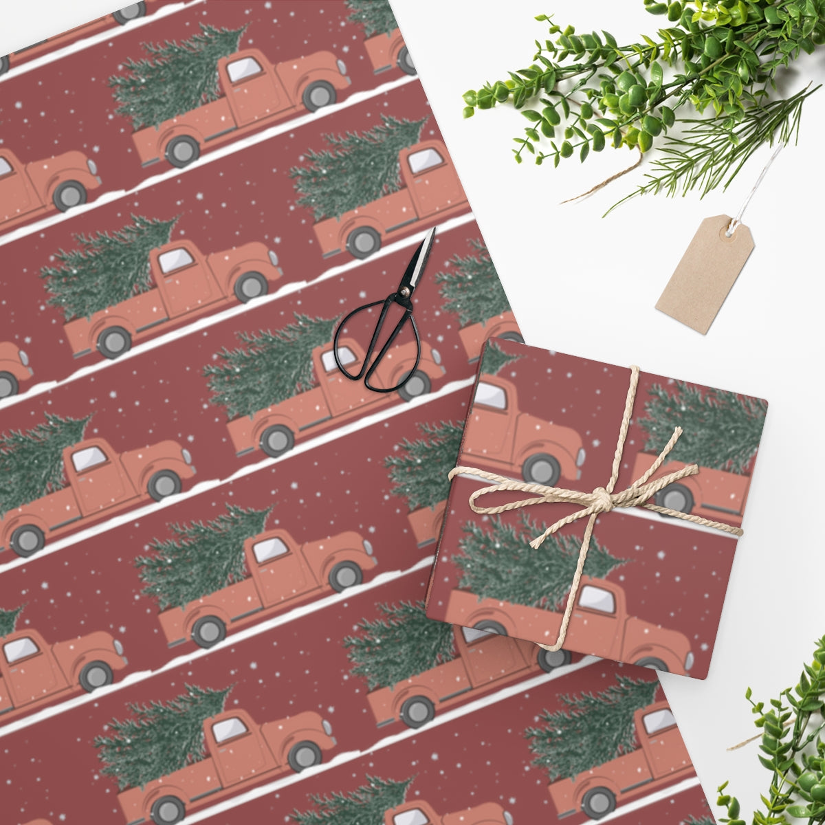 Red Christmas Truck Christmas Wrapping Paper