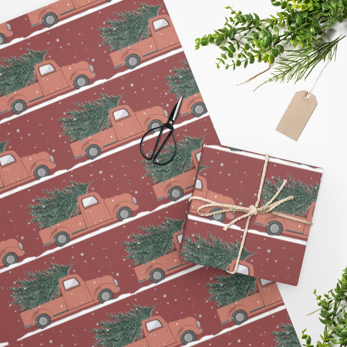 Red Christmas Truck Christmas Wrapping Paper