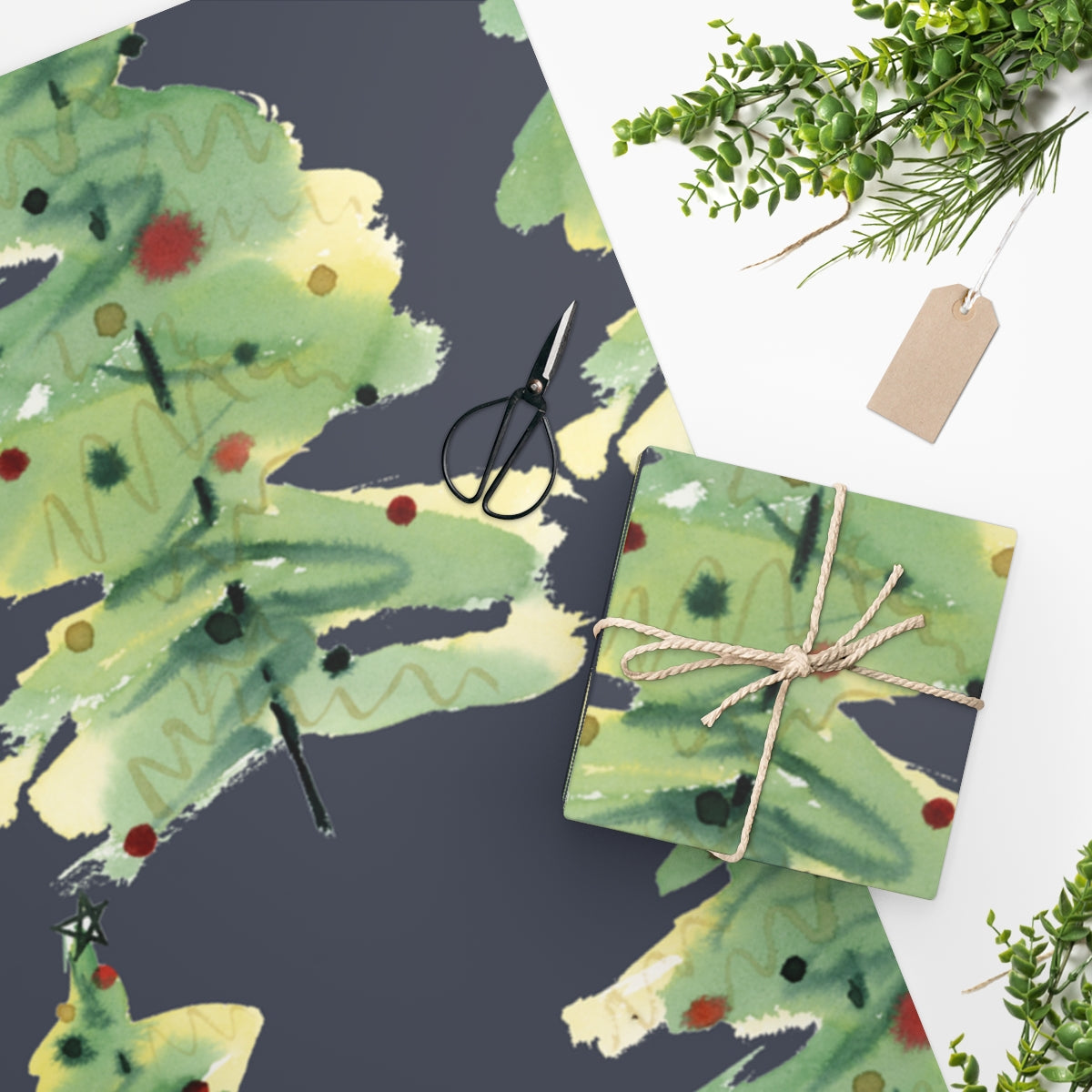 Ribbon Tree Christmas Wrapping Paper