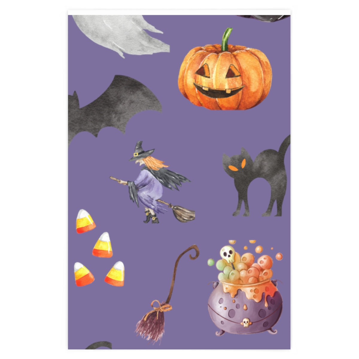 Purple Spooky Friends Autumn Wrapping Paper