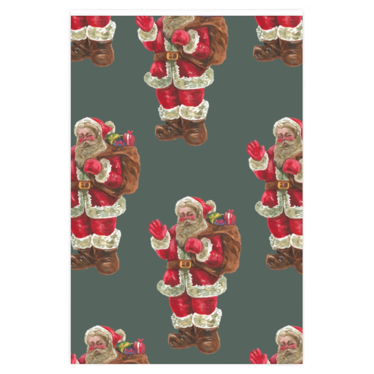 Green Santa Christmas Wrapping Paper