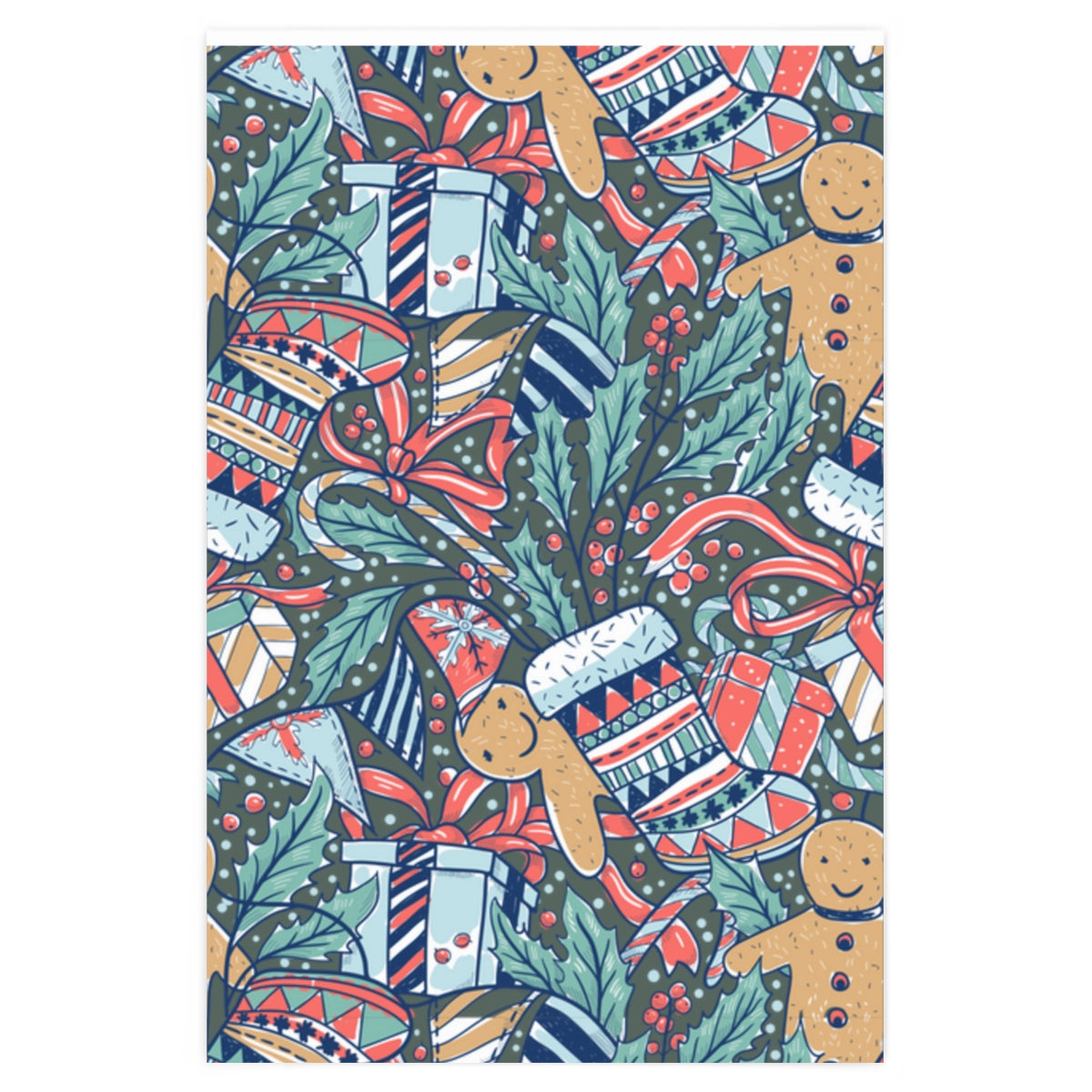 Green Stocking Stuffer Christmas Wrapping Paper