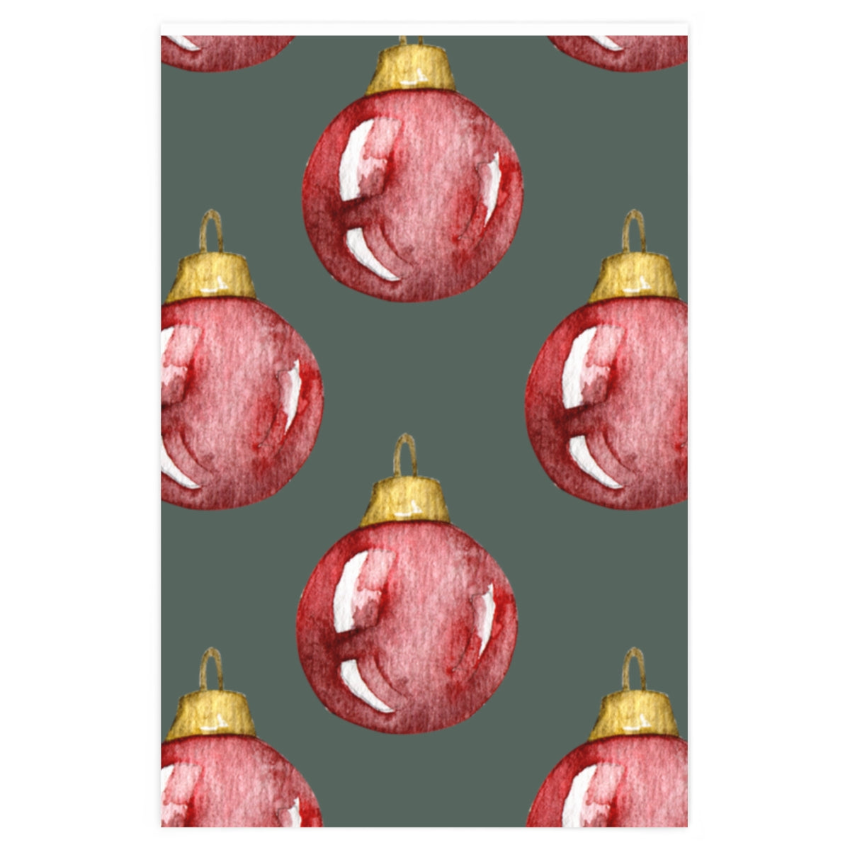 Green Watercolor Ornament Christmas Wrapping Paper