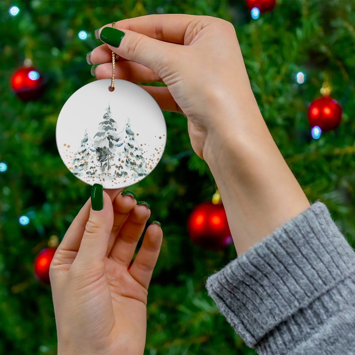 Snowy Tree Ornament 2022 Ceramic Ornament