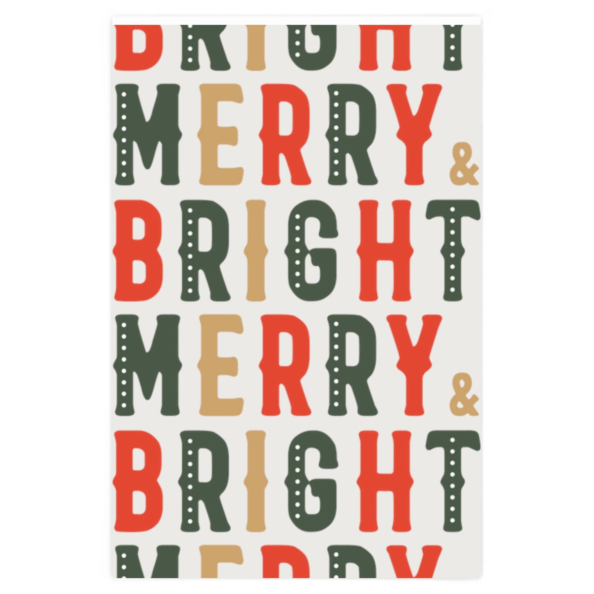White Merry & Bright Christmas Wrapping Paper