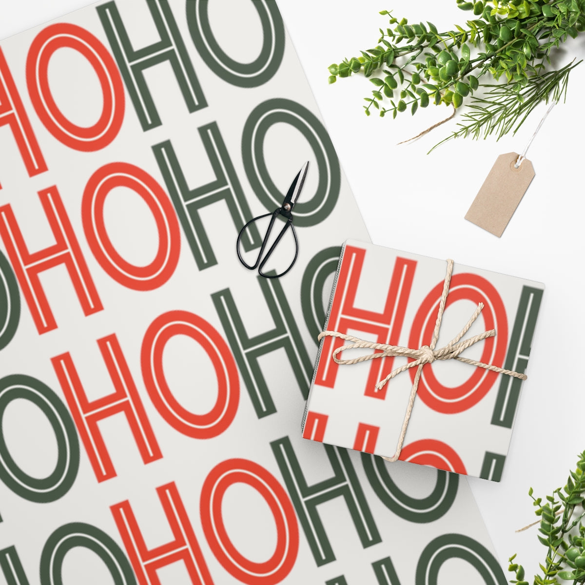 White Ho Ho Ho Christmas Wrapping Paper