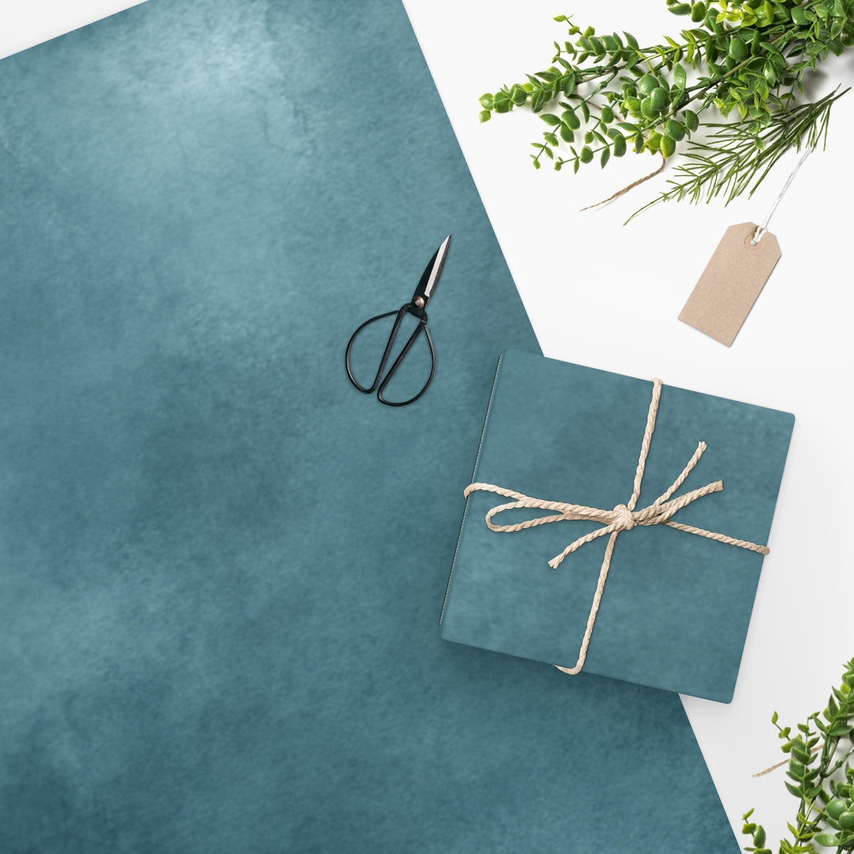 Dark Teal Watercolor Solid Wrapping Paper