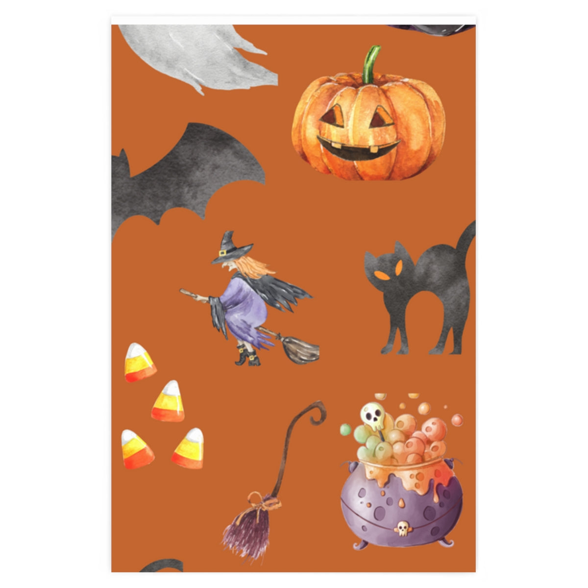 Orange Spooky Friends Autumn Wrapping Paper