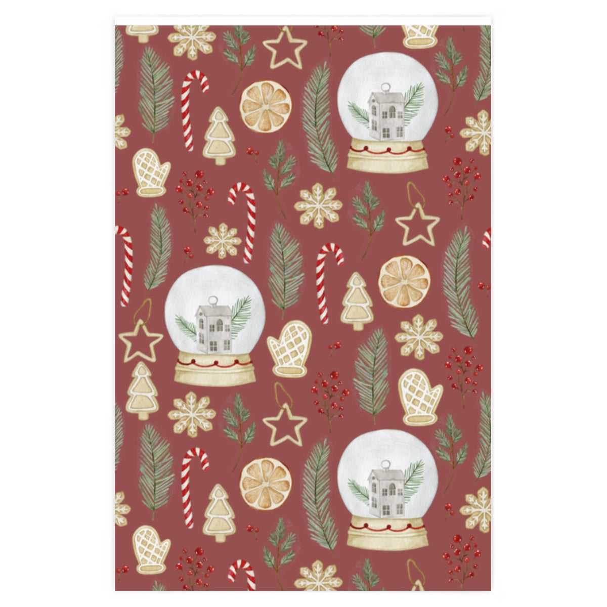 Red Classic Snow Globe Christmas Wrapping Paper