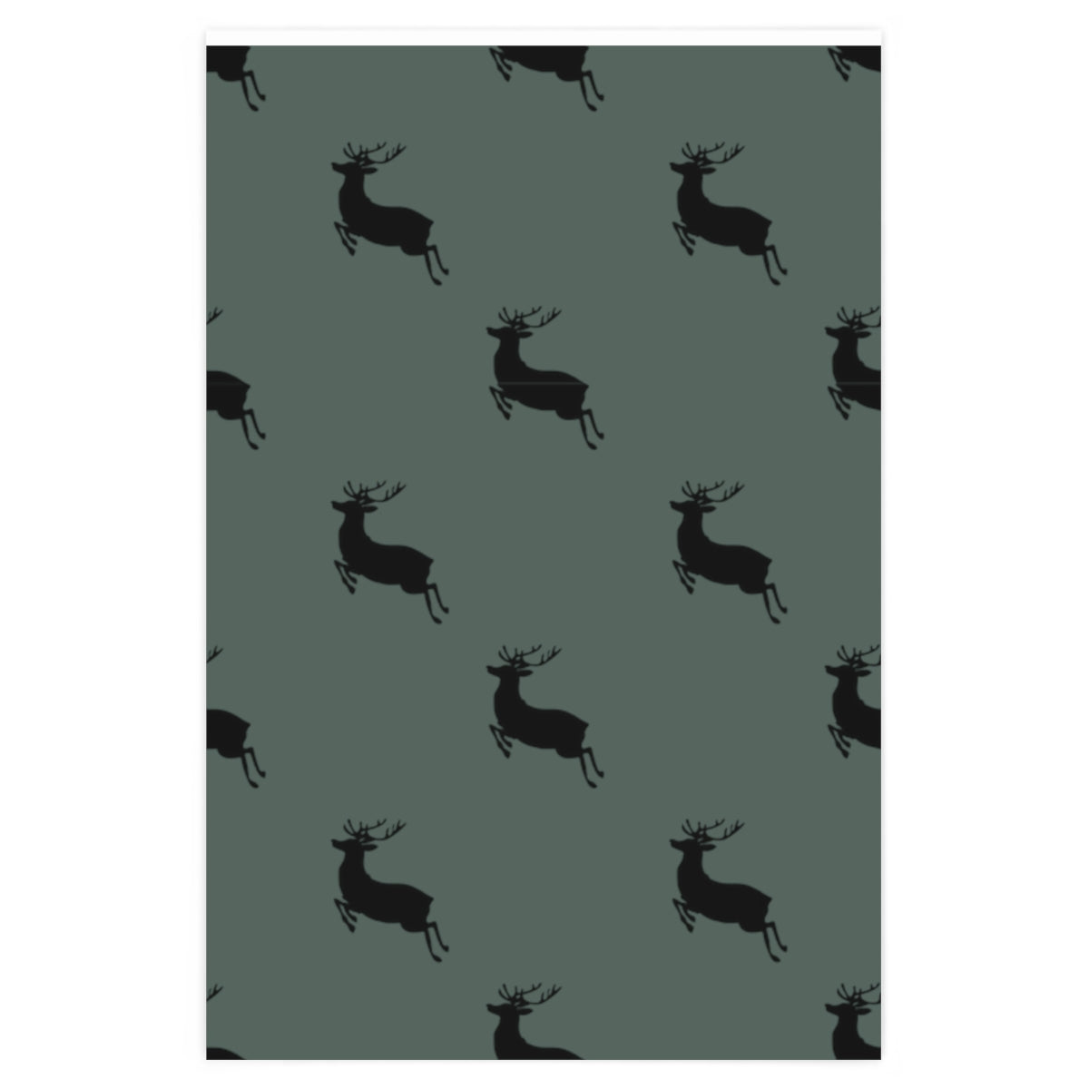 Green Flying Reindeer Christmas Wrapping Paper