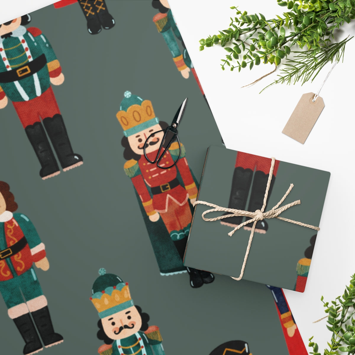 Green Nutcracker Friends Christmas Wrapping Paper