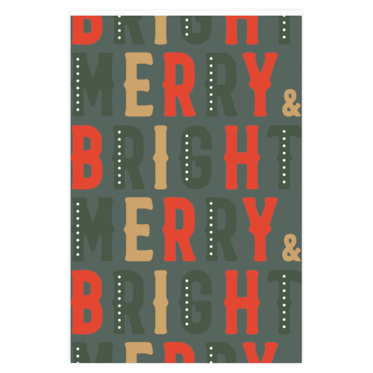 Green Merry & Bright Christmas Wrapping Paper