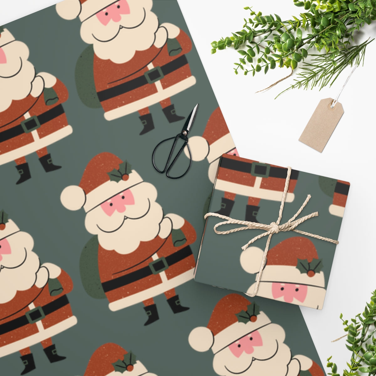 Green Santa Claus Lane Christmas Wrapping Paper