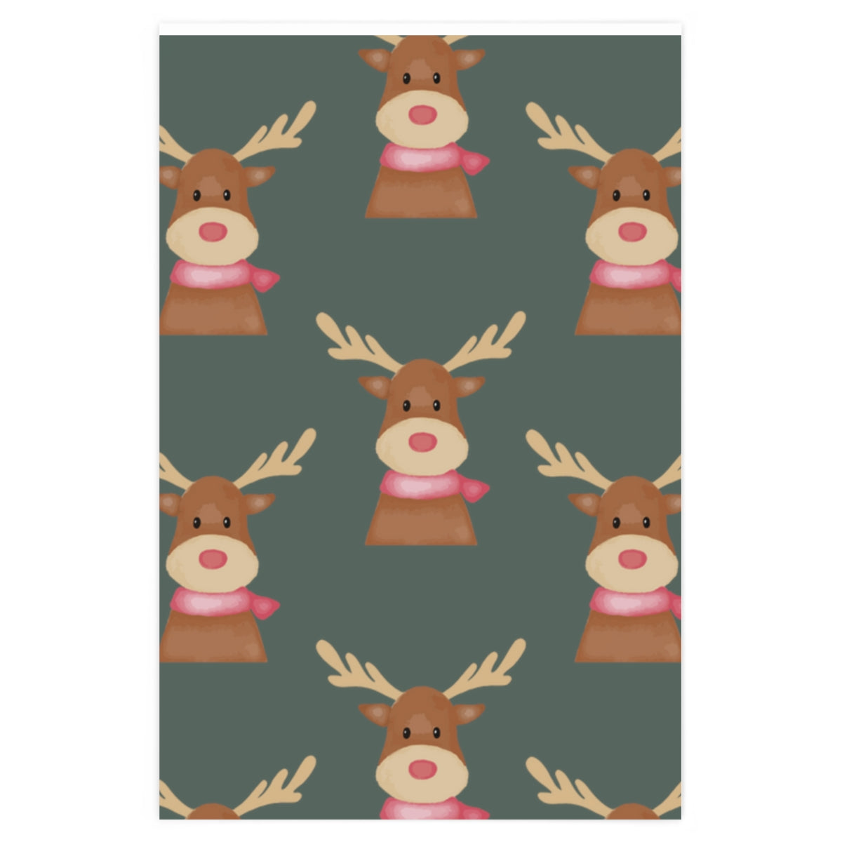 Green Cozy Reindeer Christmas Wrapping Paper