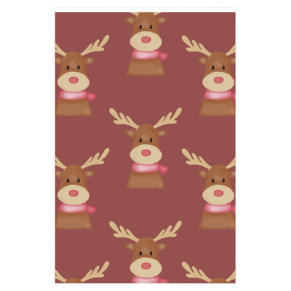 Red Cozy Reindeer Christmas Wrapping Paper