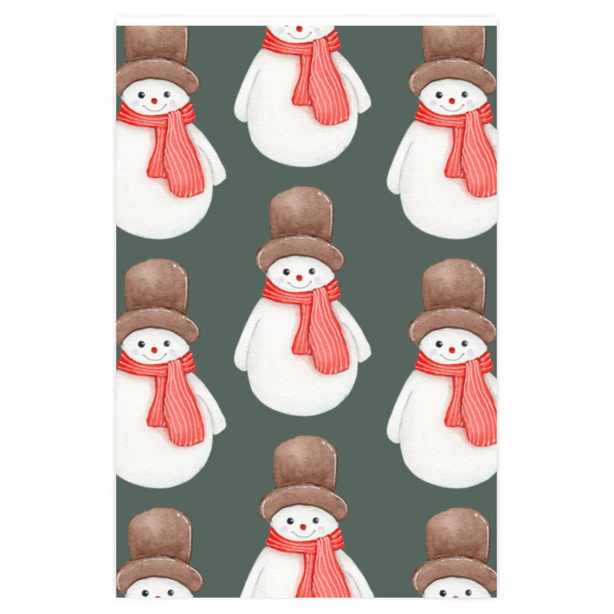 Green Cozy Snowman Christmas Wrapping Paper