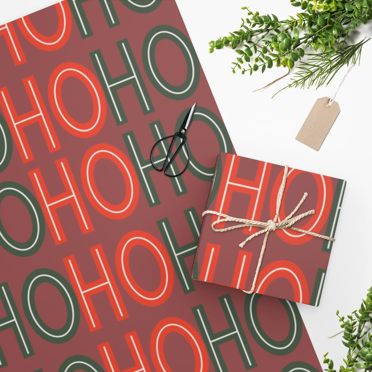 Red Ho Ho Ho Christmas Wrapping Paper