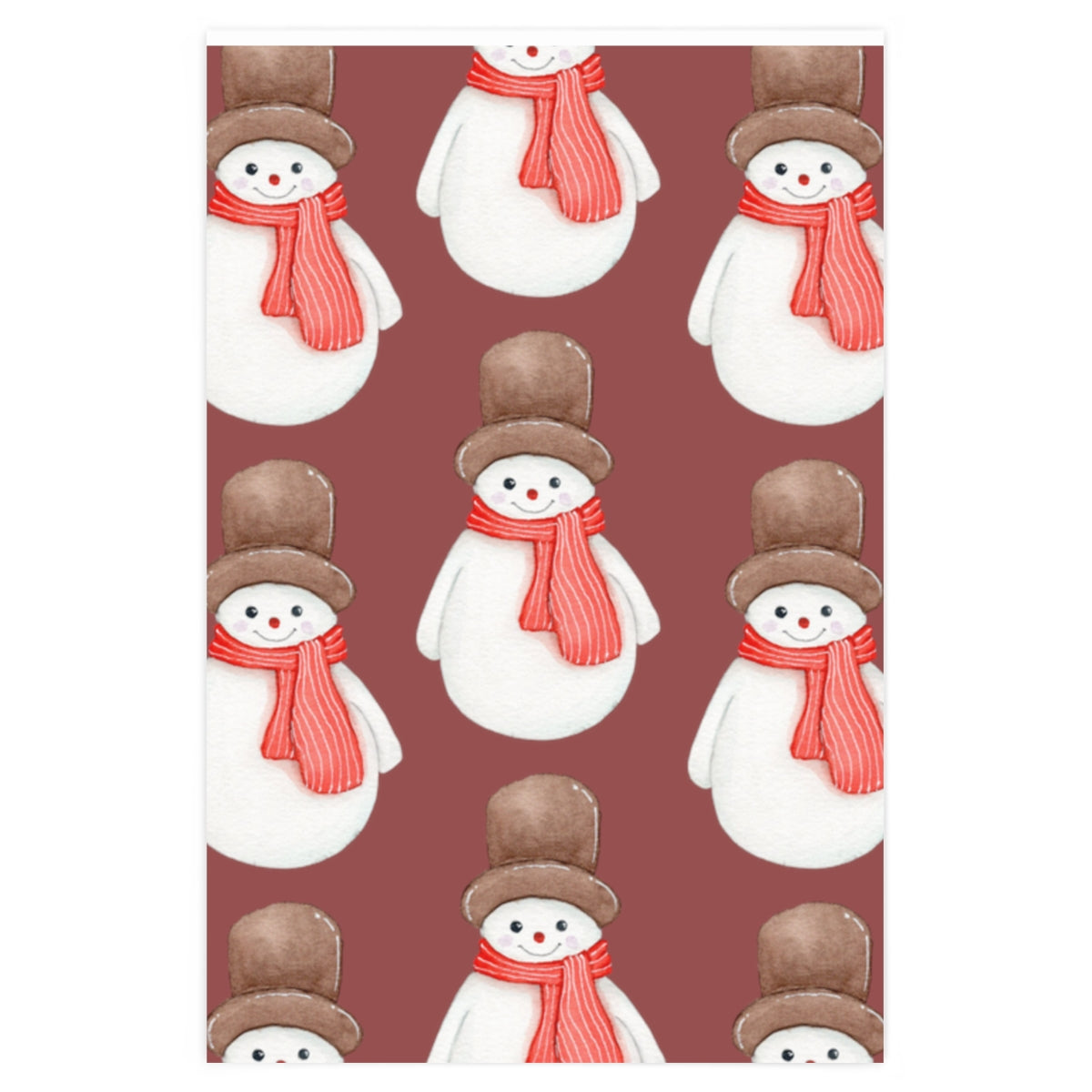 Red Cozy Snowman Christmas Wrapping Paper