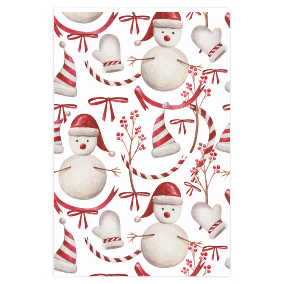 Candy Cane Snowman Christmas Wrapping Paper