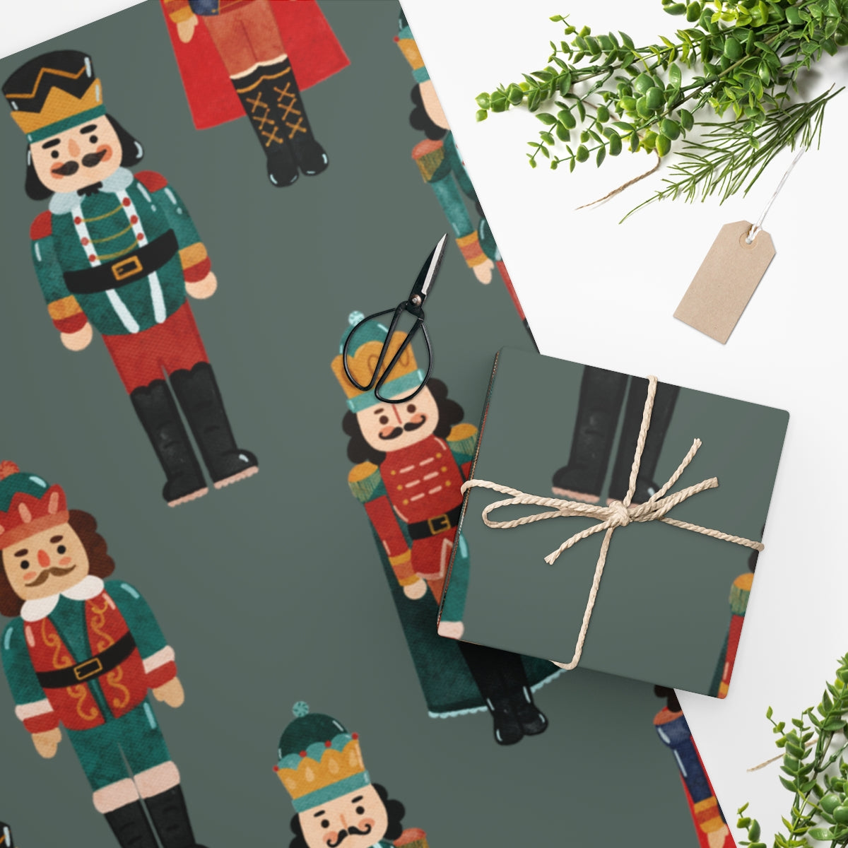 Green Nutcracker Friends Christmas Wrapping Paper