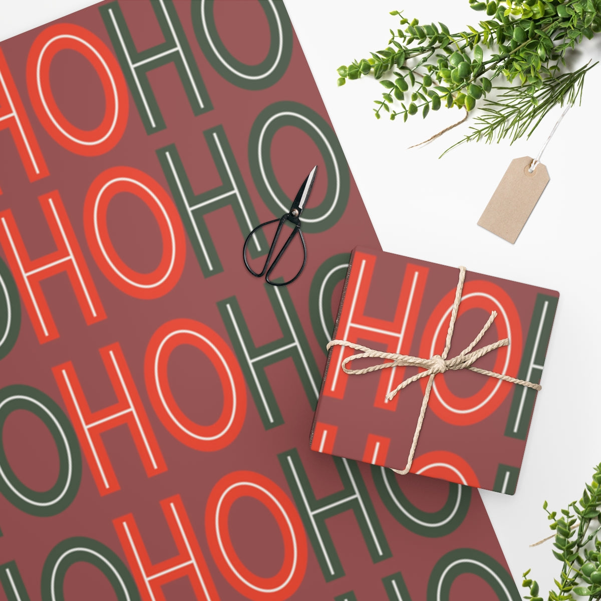 Red Ho Ho Ho Christmas Wrapping Paper