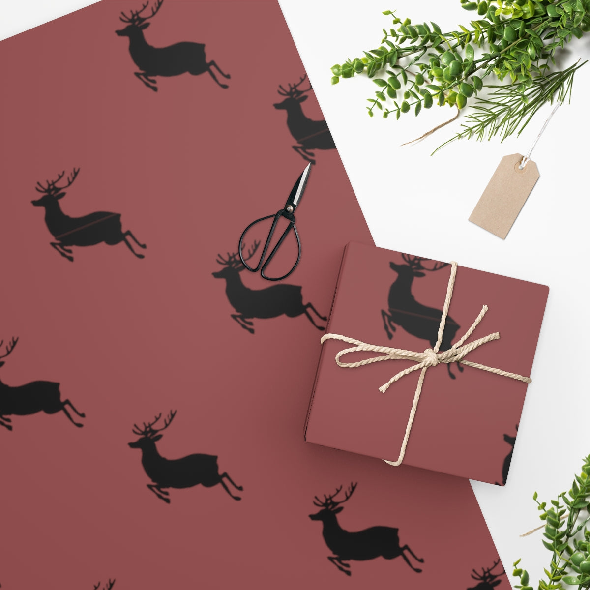 Red Flying Reindeer Christmas Wrapping Paper
