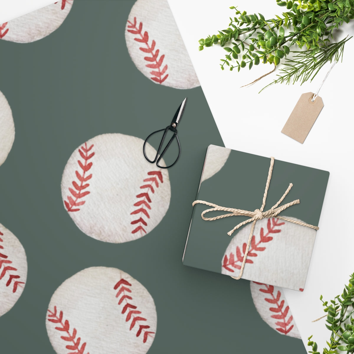 Green Baseball Team Spirit Wrapping Paper