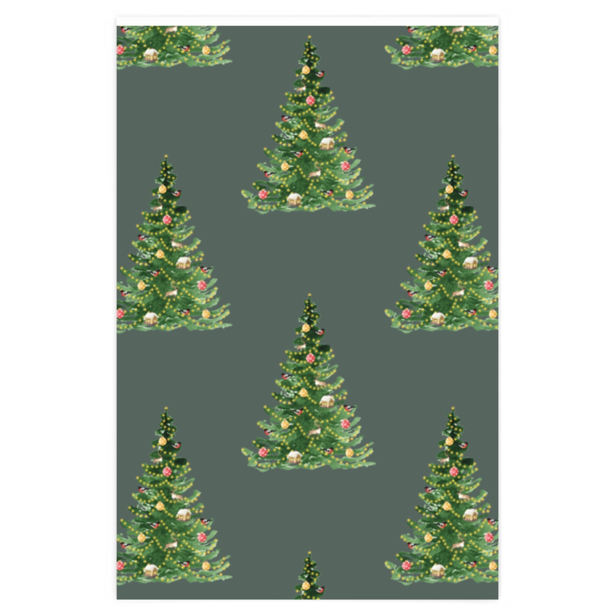 Green Decorated Tree Christmas Wrapping Paper