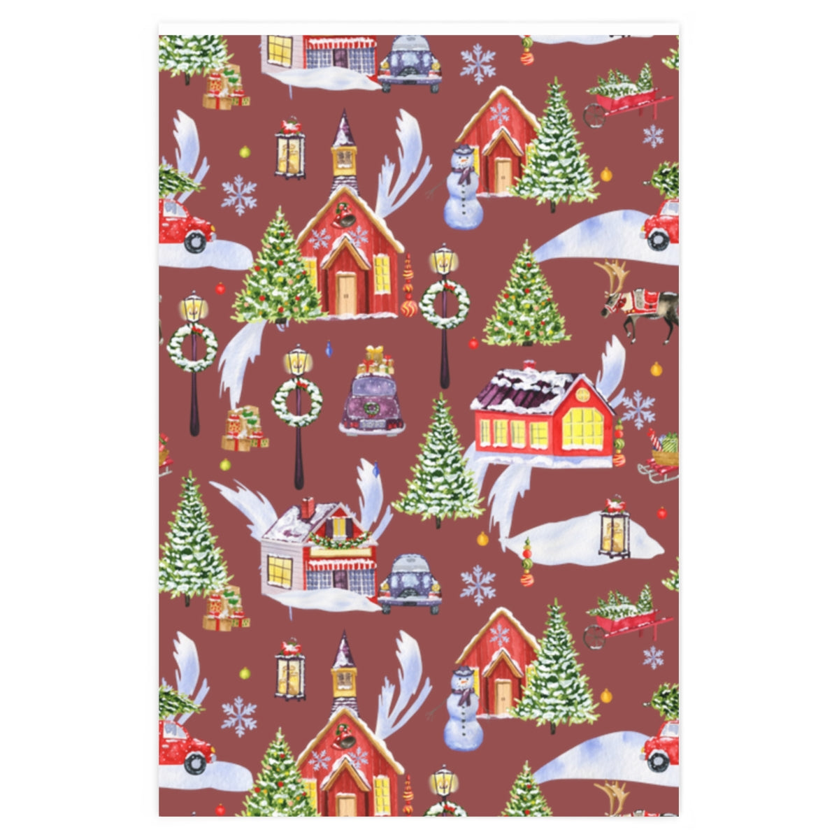 Red Silent Nights Christmas Wrapping Paper