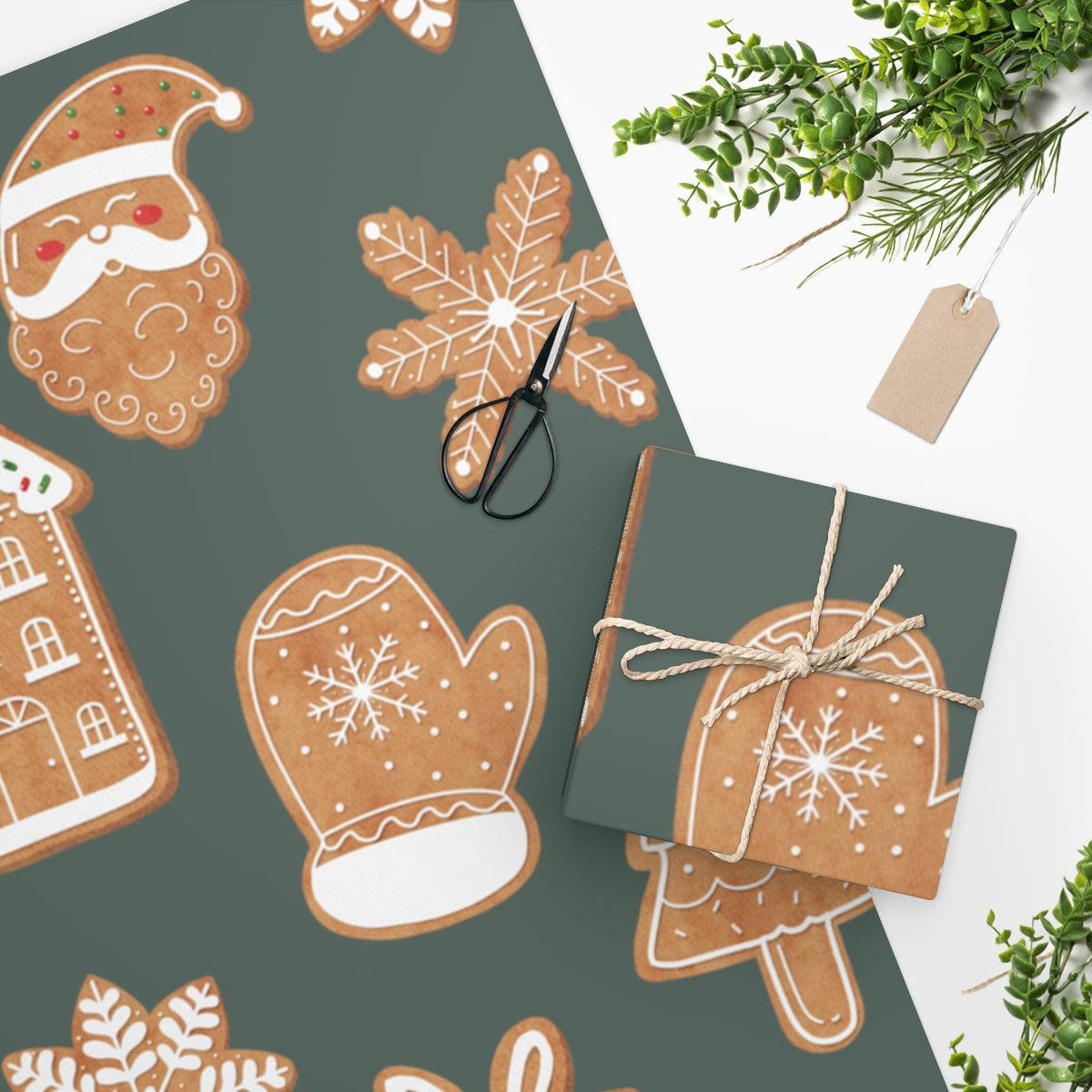 Green Cookie Collection Christmas Wrapping Paper