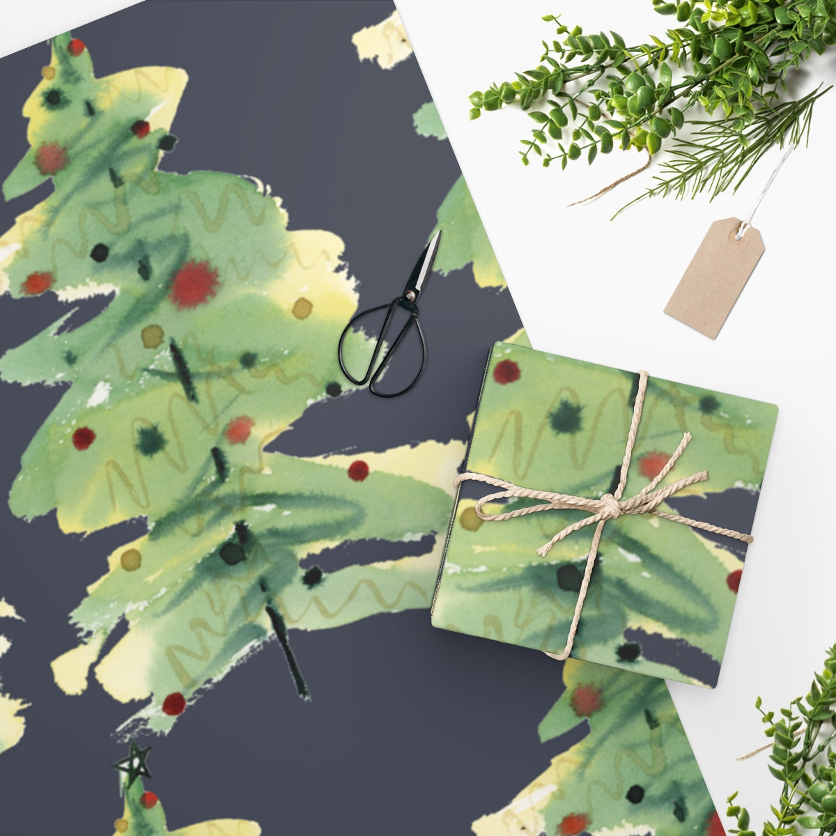 Ribbon Tree Christmas Wrapping Paper