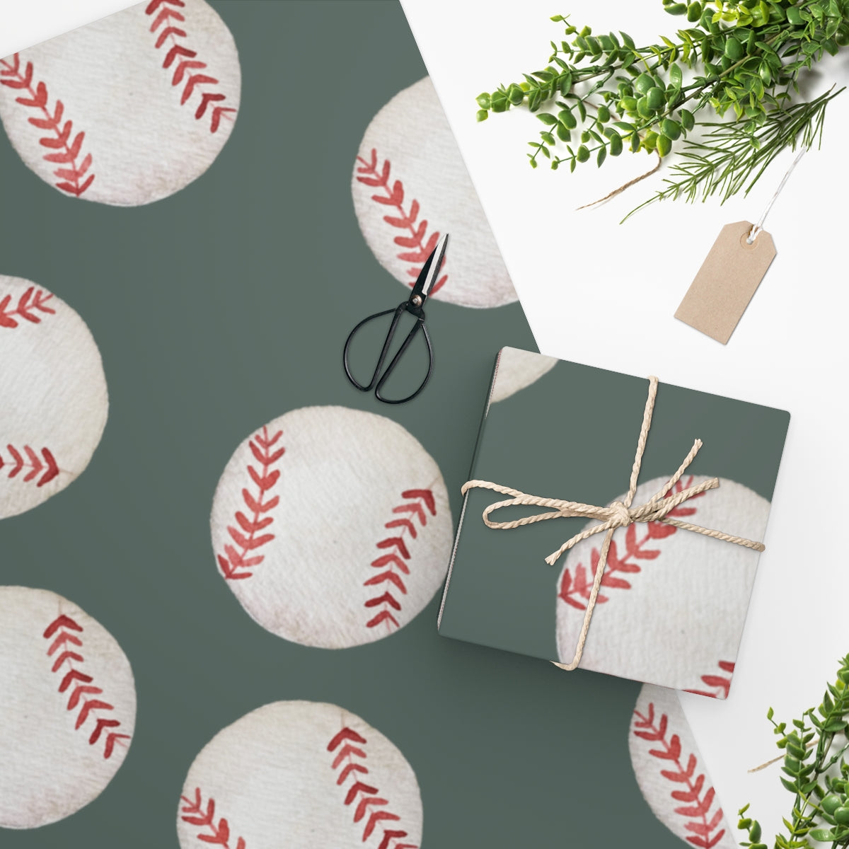 Green Baseball Team Spirit Wrapping Paper