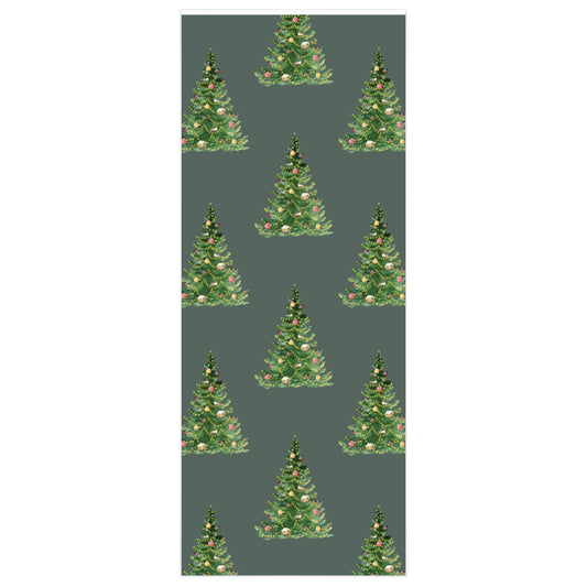 Green Decorated Tree Christmas Wrapping Paper