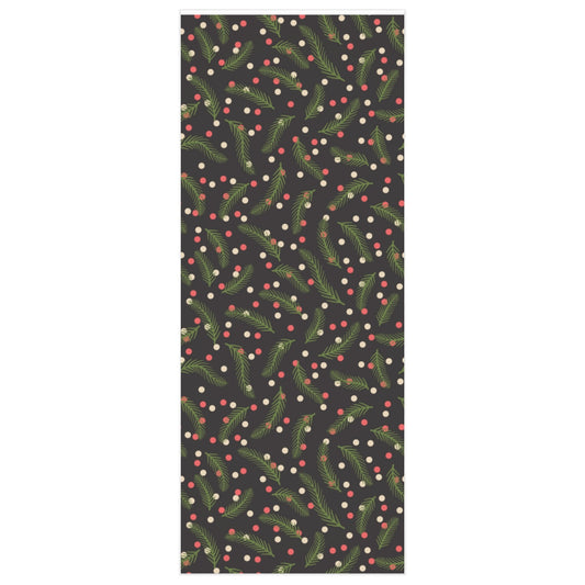 Black Holly Jolly Christmas Wrapping Paper