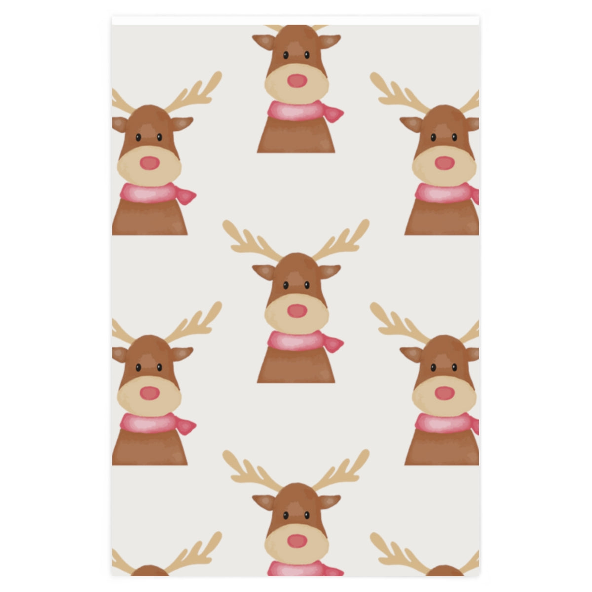 White Cozy Reindeer Christmas Wrapping Paper