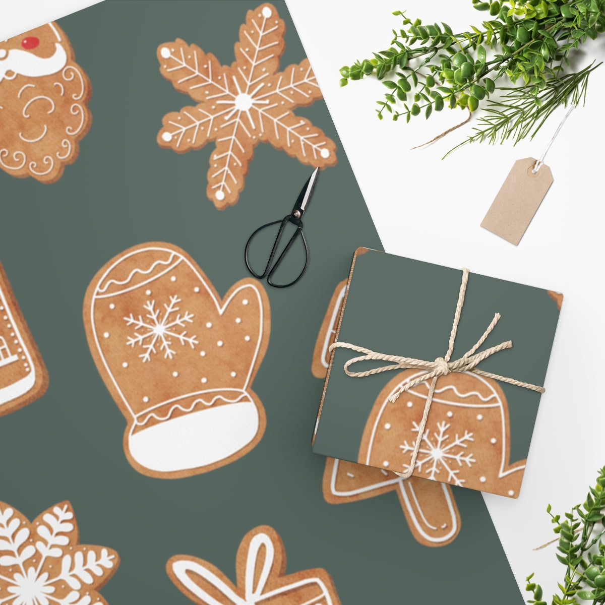 Green Cookie Collection Christmas Wrapping Paper