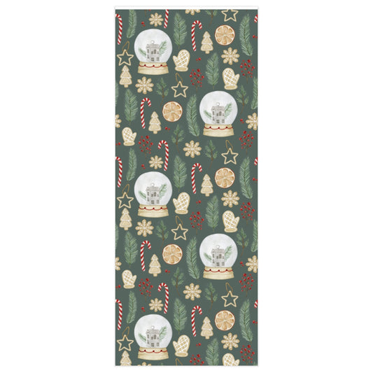 Green Classic Snow Globe Christmas Wrapping Paper