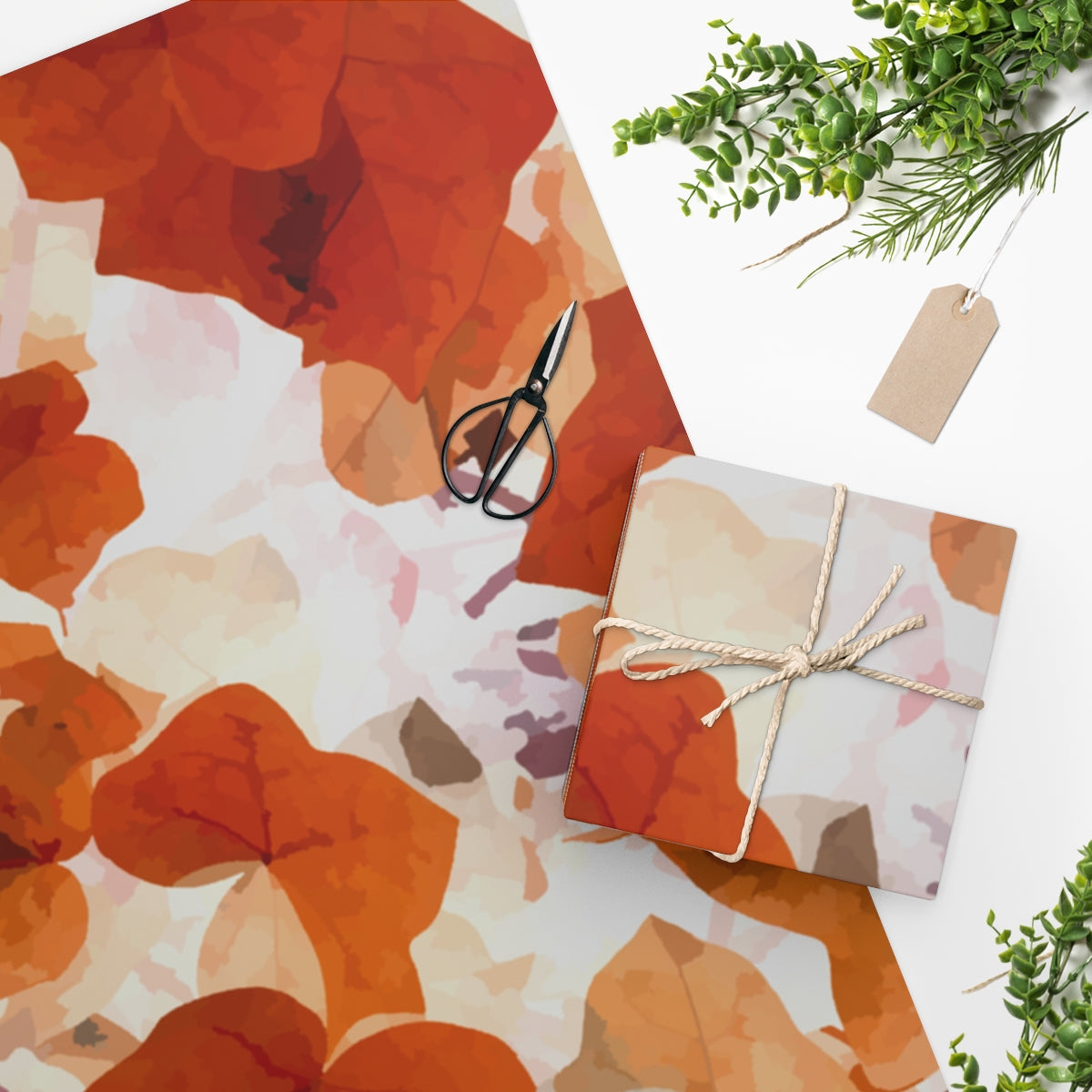 Orange Leaves Autumn Wrapping Paper