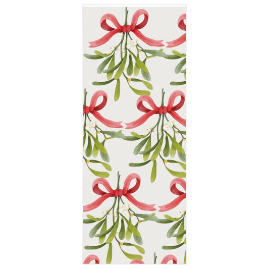 White Mistletoe & Bow Christmas Wrapping Paper