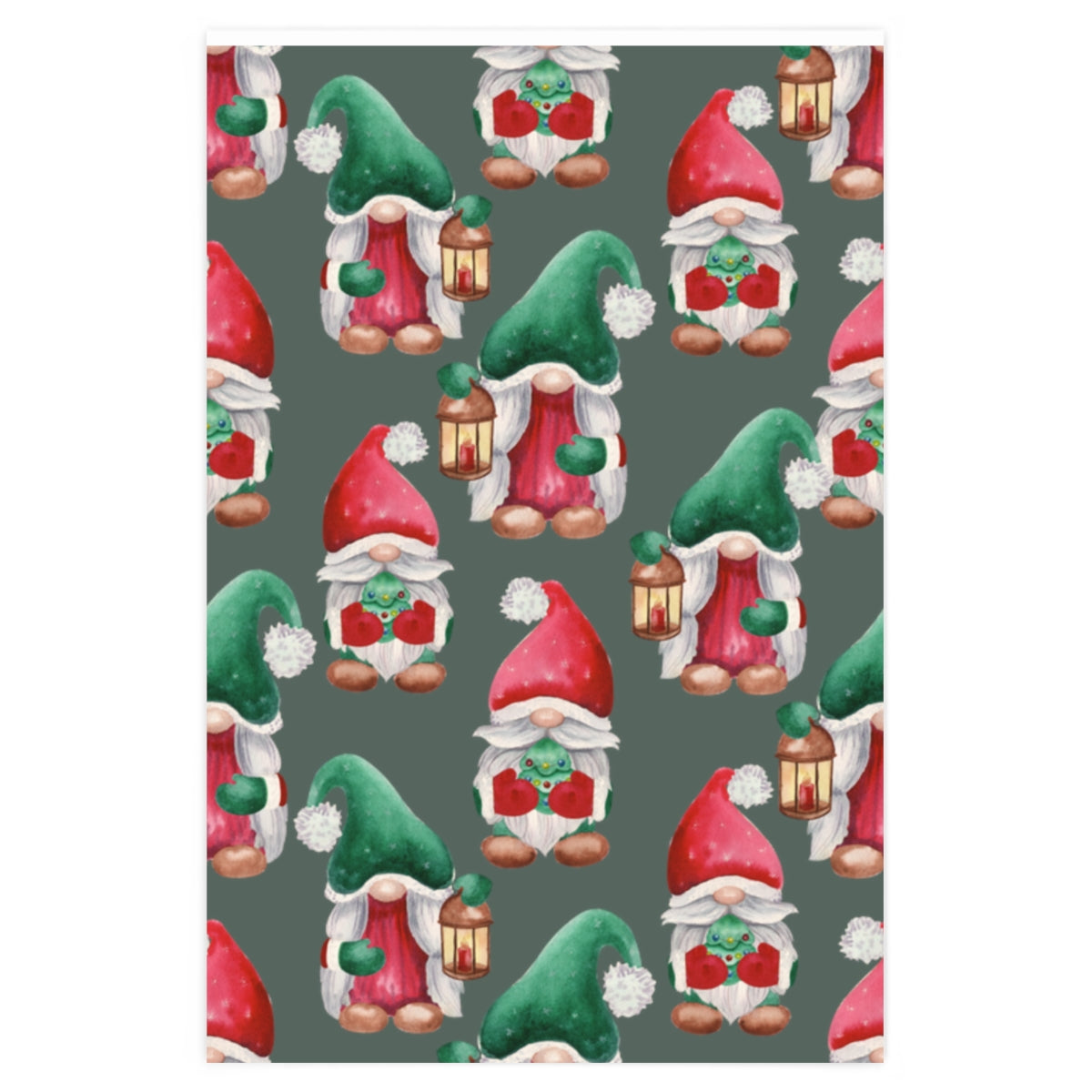 Green Holiday Gnome Christmas Wrapping Paper