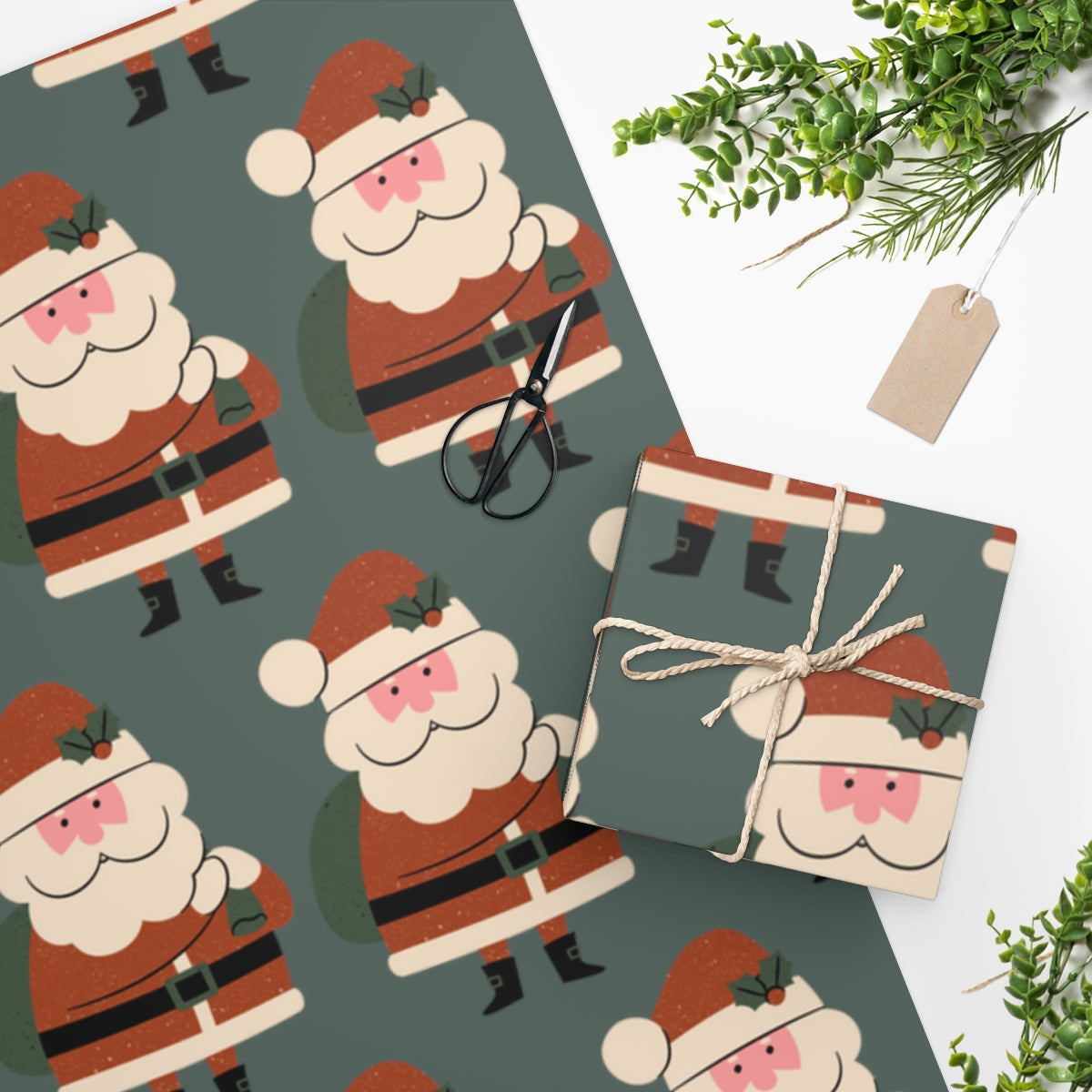 Green Santa Claus Lane Christmas Wrapping Paper