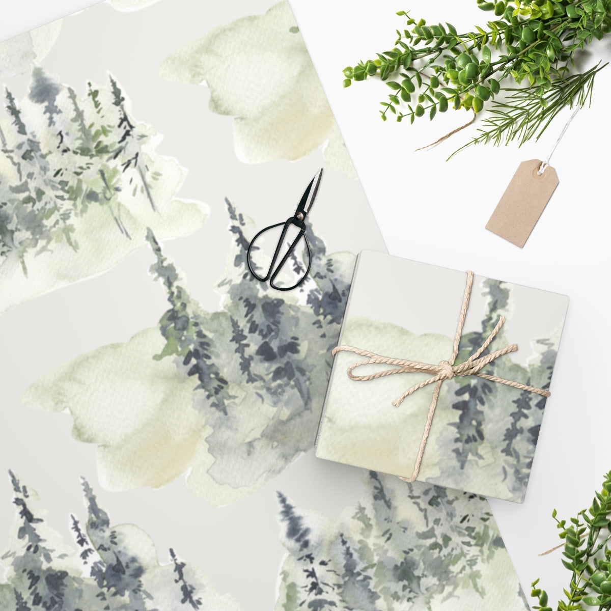 Watercolor Forest Christmas Wrapping Paper