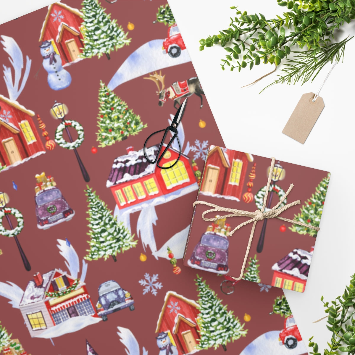 Red Silent Nights Christmas Wrapping Paper