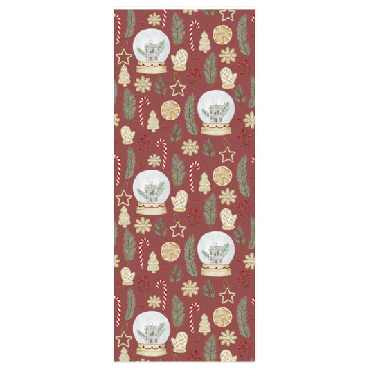 Red Classic Snow Globe Christmas Wrapping Paper