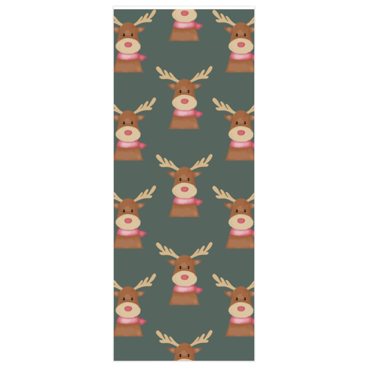 Green Cozy Reindeer Christmas Wrapping Paper