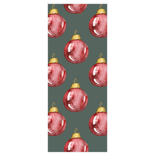 Green Watercolor Ornament Christmas Wrapping Paper